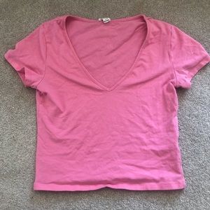 Pink V-Neck Crop Top